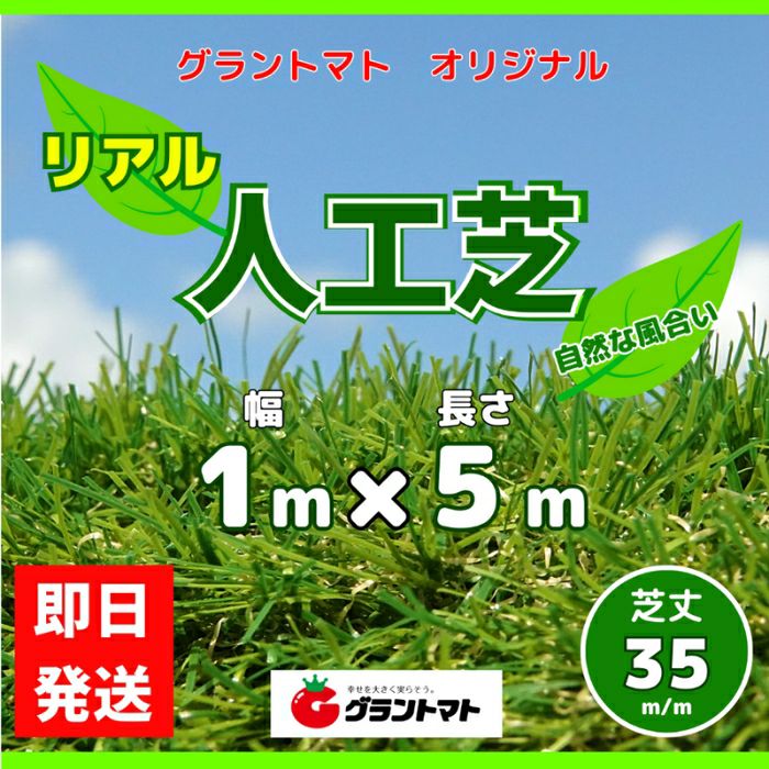 高密度リアル人工芝 1ｍ×5ｍ 芝丈35ｍｍ グラントマトオリジナル【送料
